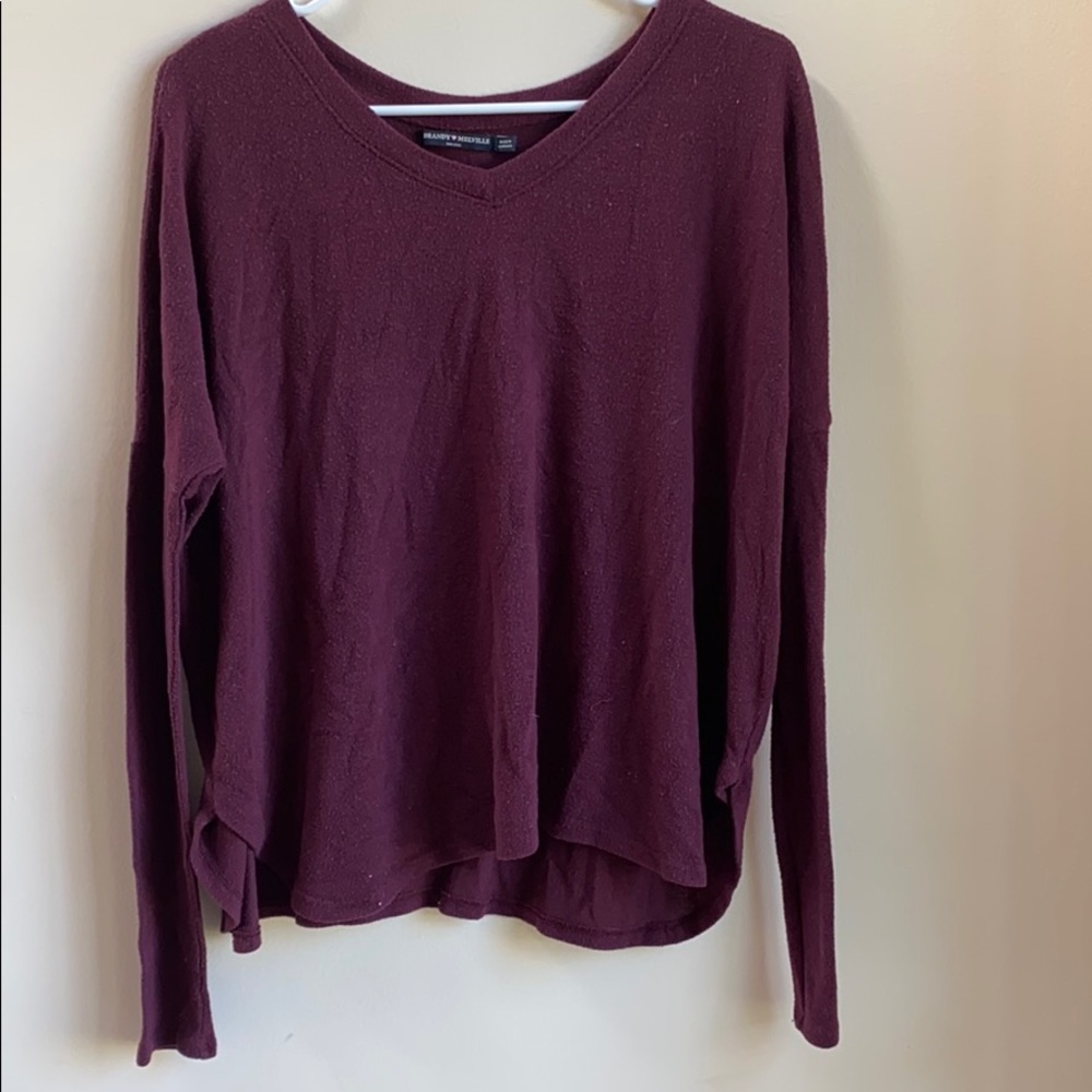 Brandy Melville maroon v-neck sweater